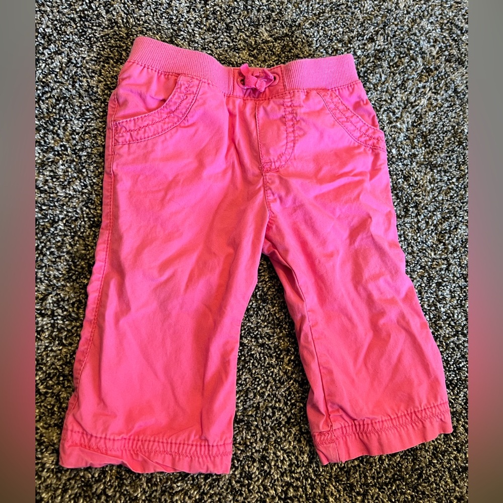 CIRCO Baby Girls Pink Pants With Butterfly Embroidered Pocket